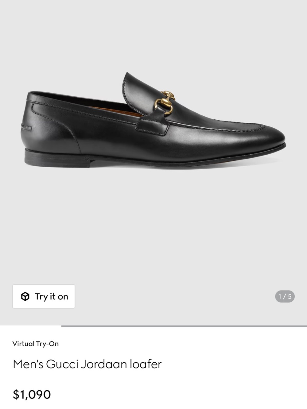 Men’s Gucci Jordaan Black Leather Gold Horsebit Loafer